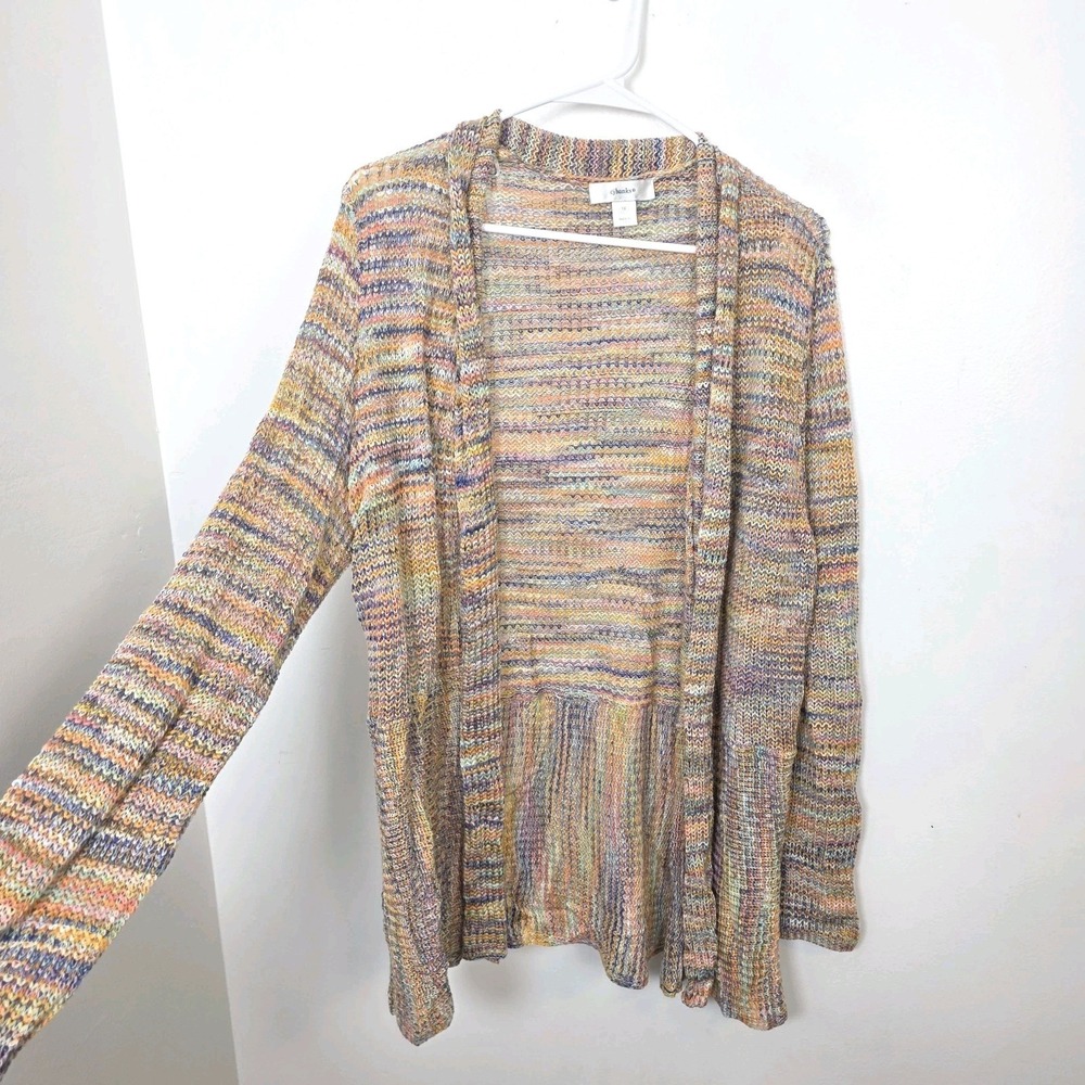 CJ Banks Rainbow Colorful Pastels Boho Artsy Cutesy Long Cardigan‎ Size 1X